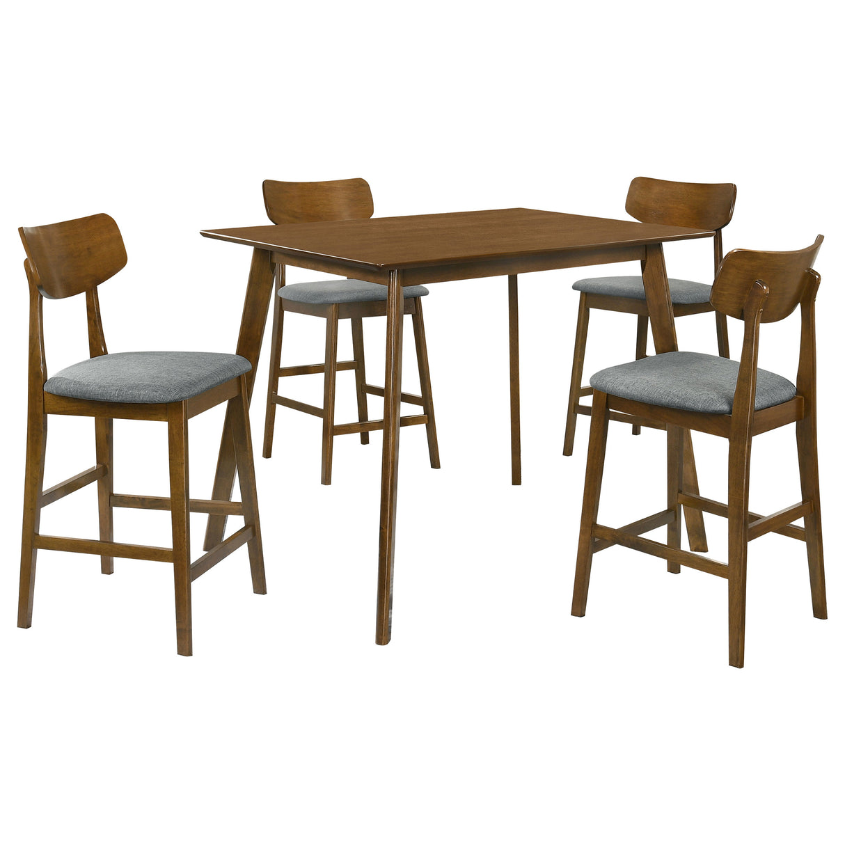 Robbie Walnut 5-Piece 47-Inch Counter Height Dining Set