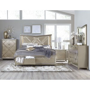 Bijou Queen Platform Bed With Led Lighting And Footboard Storage