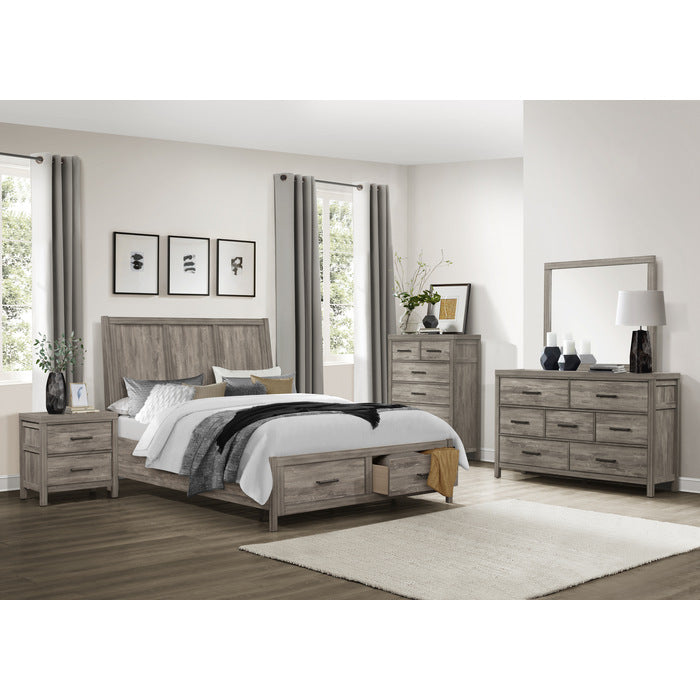 Bainbridge Weathered Gray Queen Platform Bed With Footboard Storage