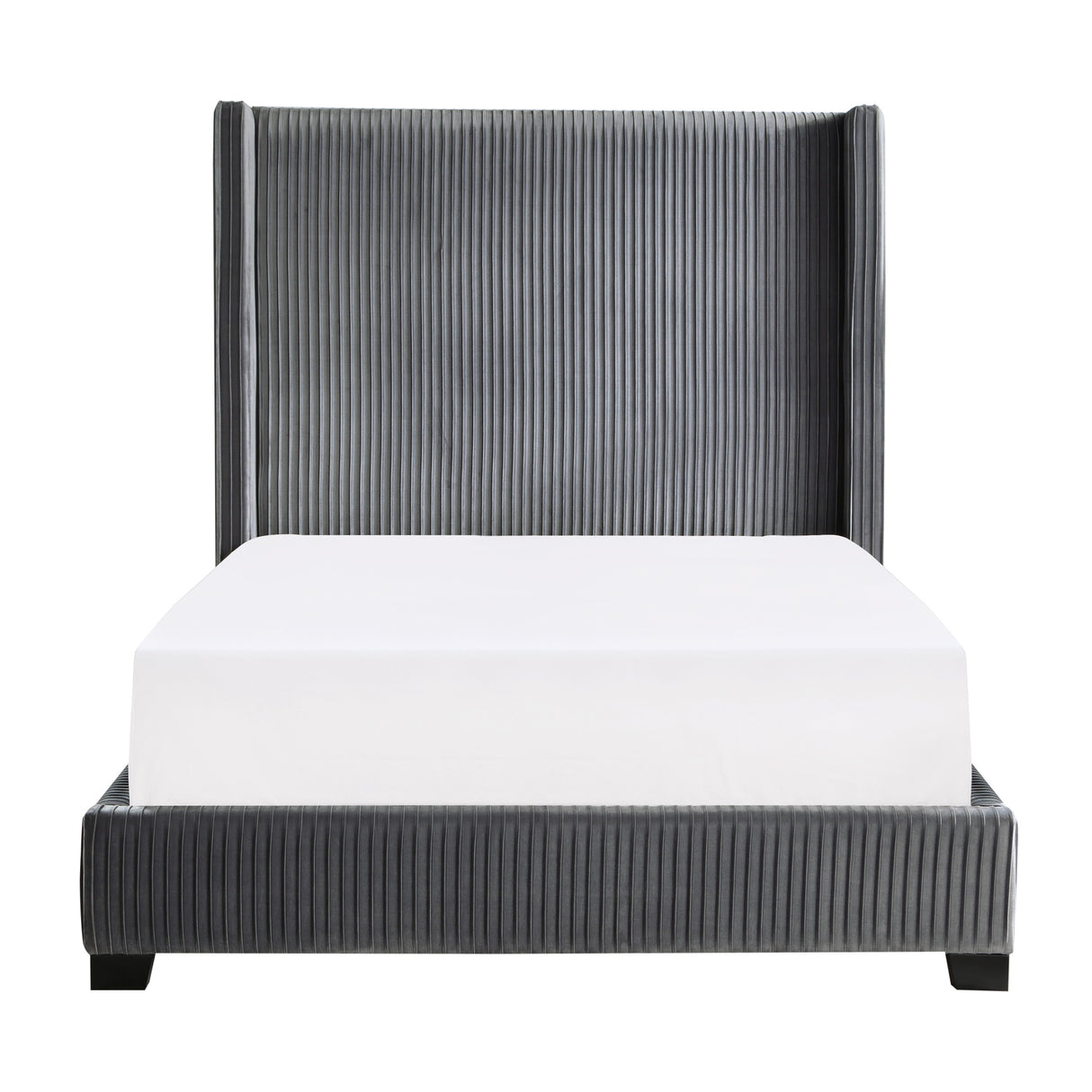 Glenbury Dark Gray Velvet Upholstered Full Bed