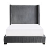 Glenbury Dark Gray Velvet Upholstered King Bed