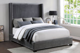 Glenbury Dark Gray Velvet Upholstered Queen Bed