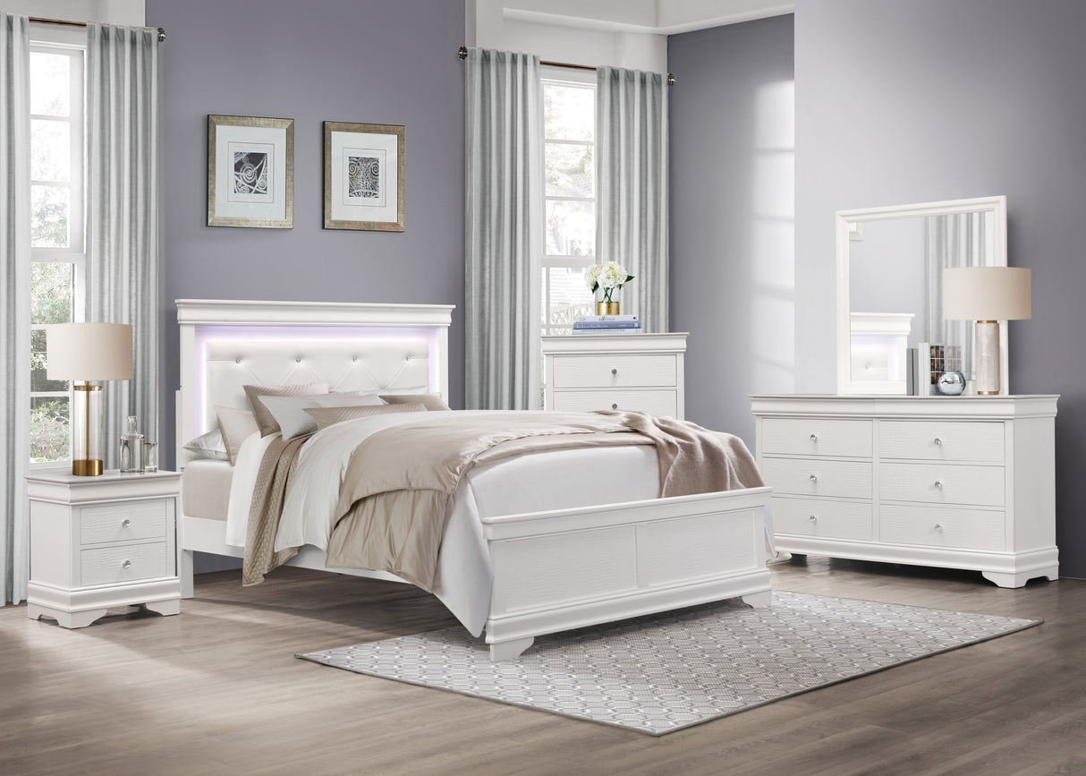 Lana White Queen Bed With Led Lighting