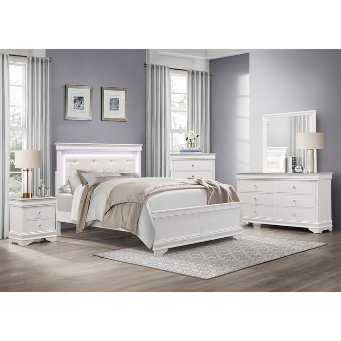 Lana White Eastern King Bed With Led Lighting