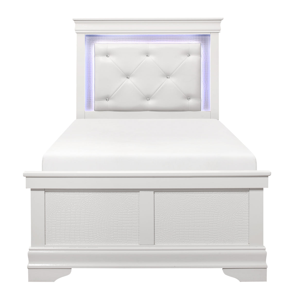 Lana White Twin Bed With Led Lighting