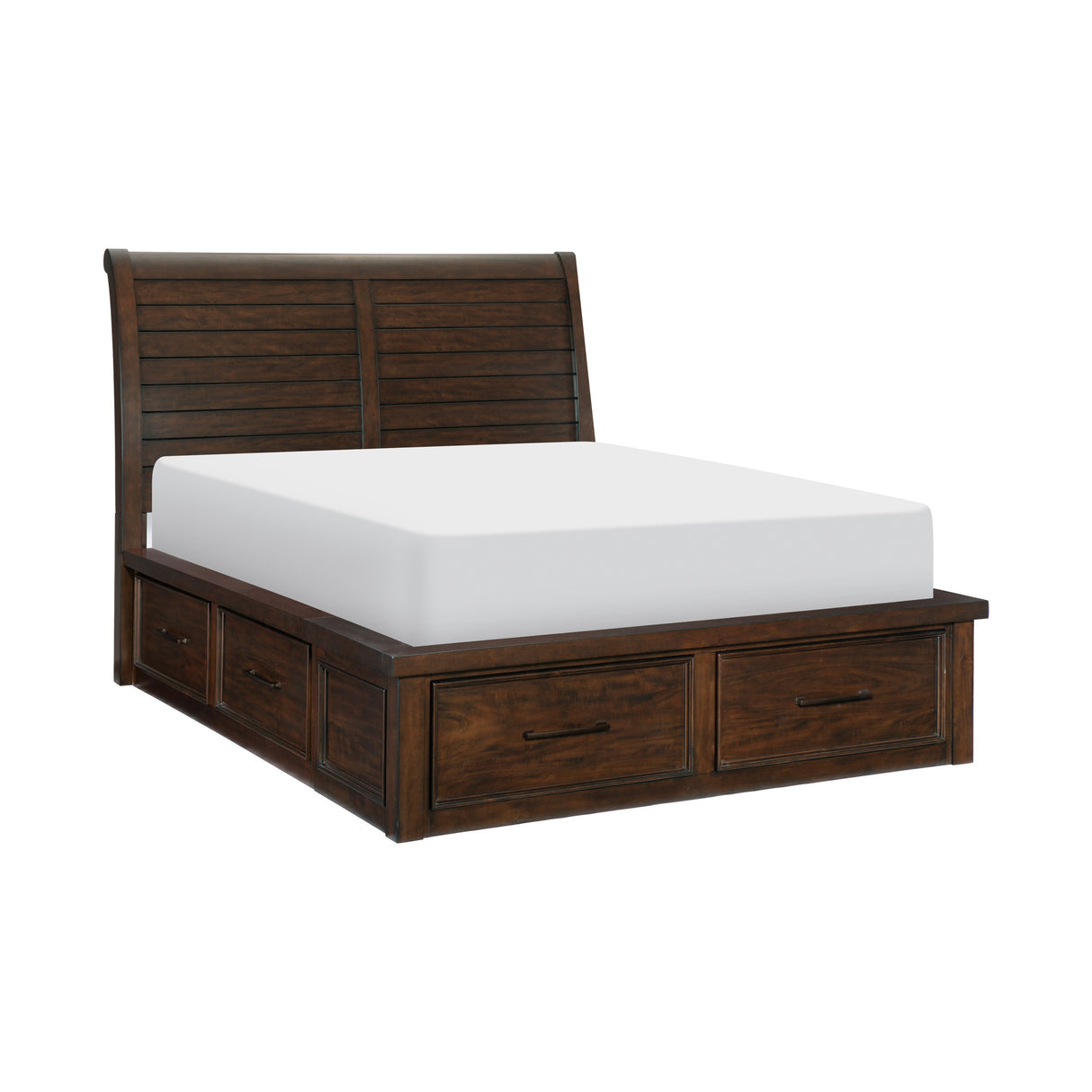 Logandale Brown Eastern King Platform Bed With Footboard Storage