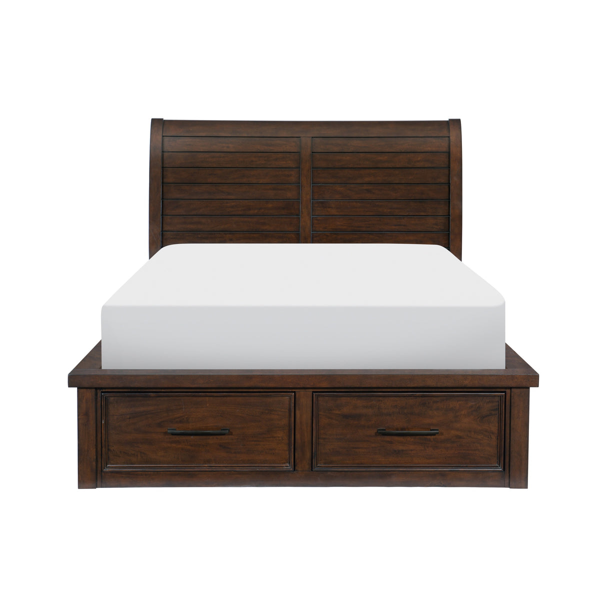 Logandale Brown Queen Platform Bed With Footboard Storage