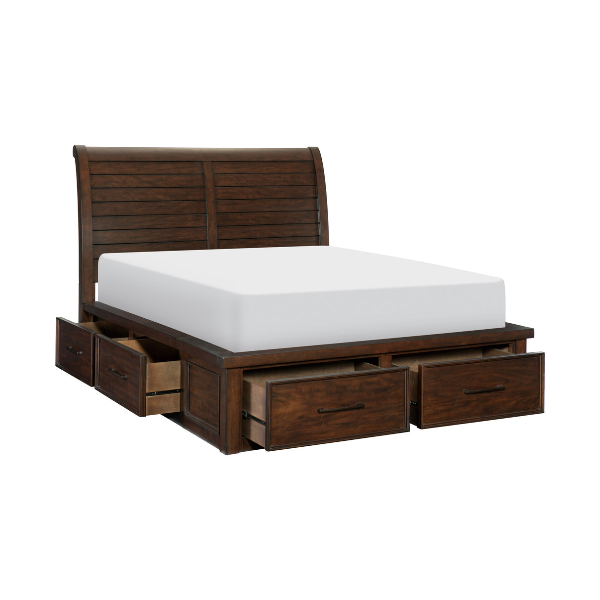 Logandale Brown Queen Platform Bed With Footboard Storage