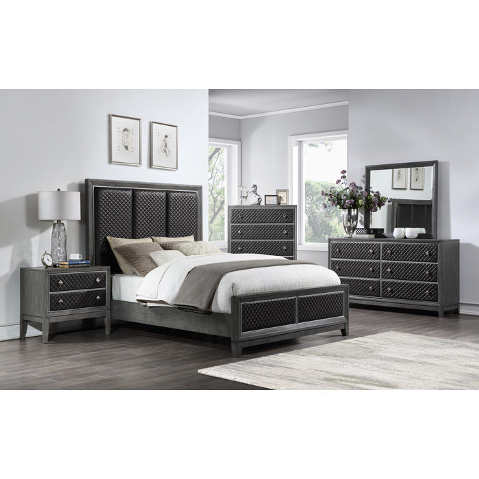 End Wire-Brushed Gray Eastern King Bed