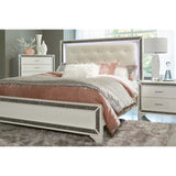 Salon Pearl White Metallic Queen Bed