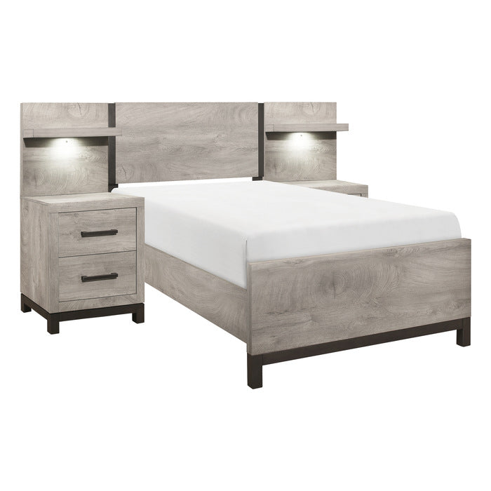 Zephyr Light Gray And 5Pc Set Twin Wall Bed (Tb+2Ns+2Ns-P)