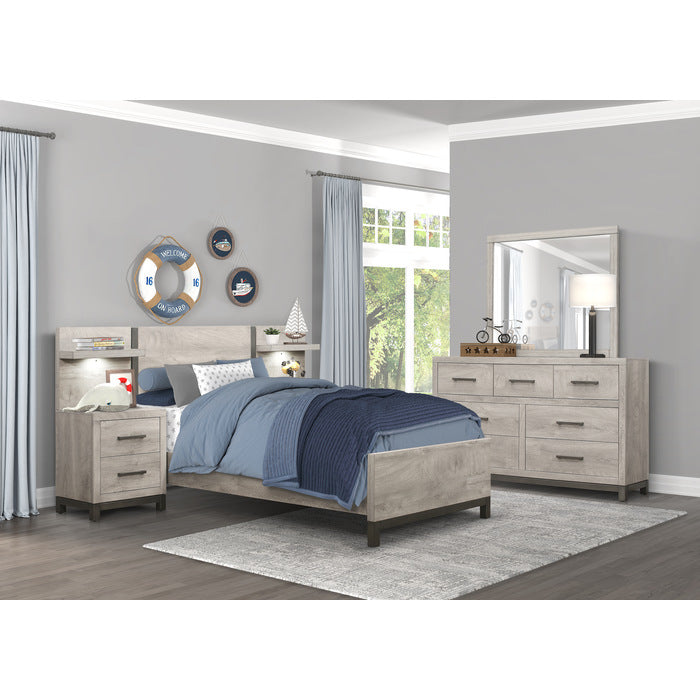 Zephyr Light Gray And 5Pc Set Twin Wall Bed (Tb+2Ns+2Ns-P)