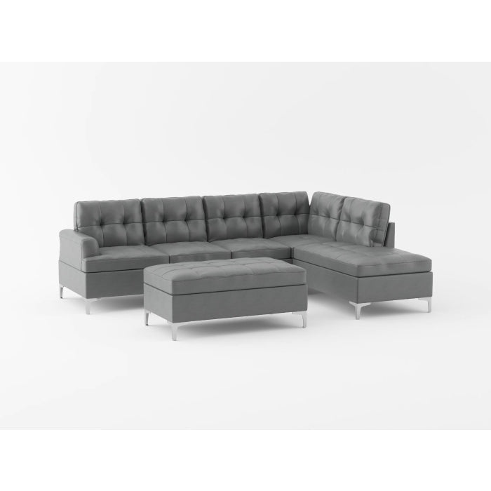 Barrington Exposed Metal Feet With Silver 2-Piece Sectional Right Chaise