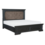 Bolingbrook Wire-Brushed Charcoal Queen Platform Bed With Footboard Storage