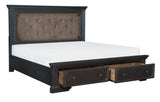 Bolingbrook Wire-Brushed Charcoal Queen Platform Bed With Footboard Storage