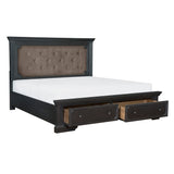 Bolingbrook Wire-Brushed Charcoal Queen Platform Bed With Footboard Storage