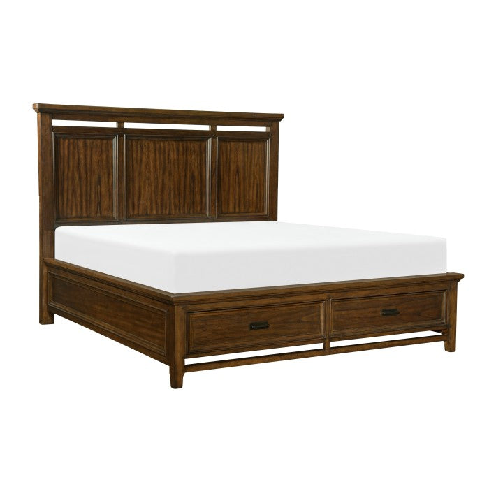 Park Brown Cherry California King Platform Bed With Footboard Storage