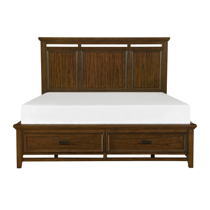 Park Brown Cherry California King Platform Bed With Footboard Storage