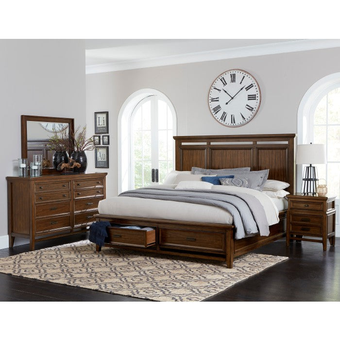 Park Brown Cherry California King Platform Bed With Footboard Storage