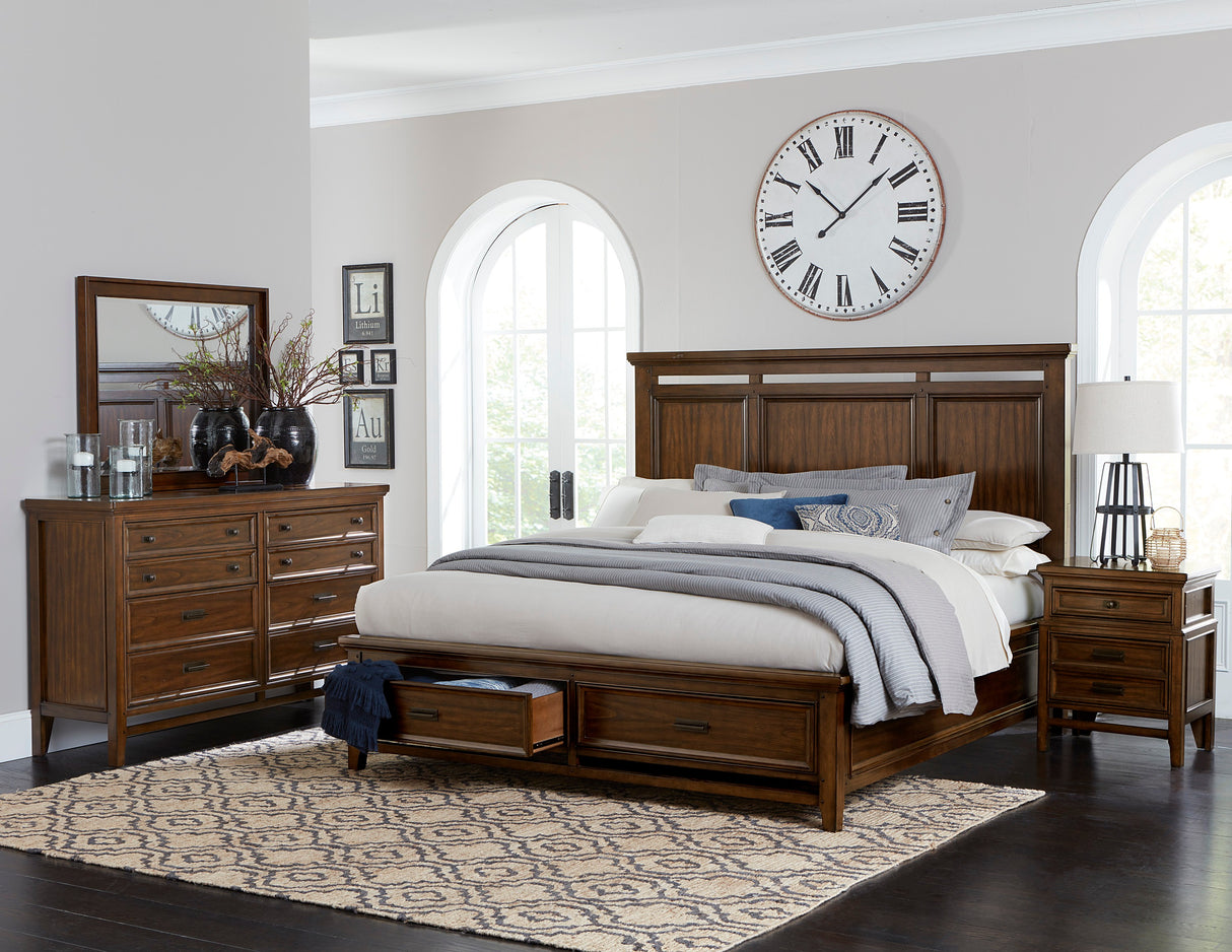 Park Brown Cherry California King Platform Bed With Footboard Storage