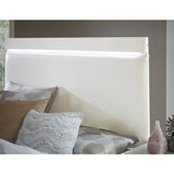 Kerren White High Gloss Queen Bed, Led Lighting