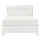 Kerren White High Gloss Queen Bed, Led Lighting