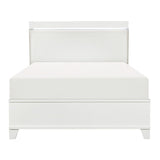 Kerren White High Gloss Queen Bed, Led Lighting