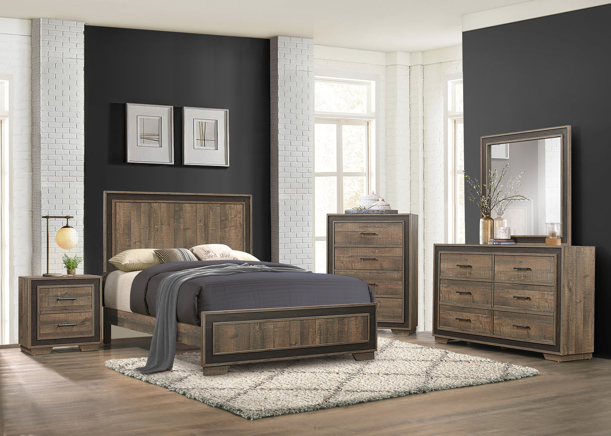 Ellendale Rustic Mahogany And Dark Ebony Eastern King Bed