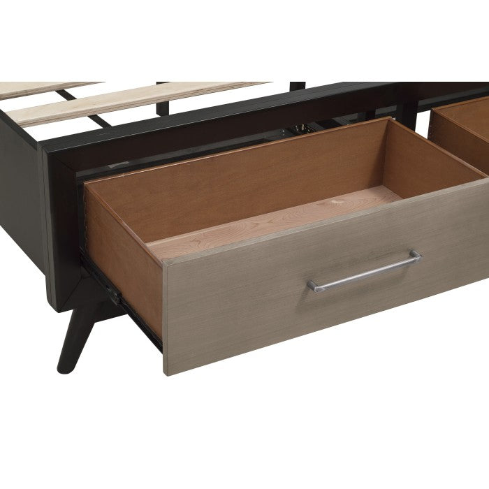 Raku Gray And Black Queen Platform Bed With Footboard Storage