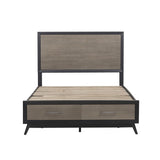 Raku Gray And Black Queen Platform Bed With Footboard Storage