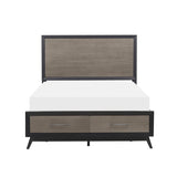 Raku Gray And Black Queen Platform Bed With Footboard Storage