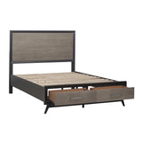 Raku Gray And Black Queen Platform Bed With Footboard Storage