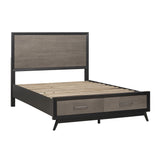 Raku Gray And Black Queen Platform Bed With Footboard Storage