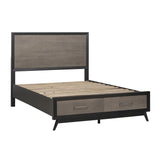 Raku Gray And Black California King Platform Bed With Footboard Storage