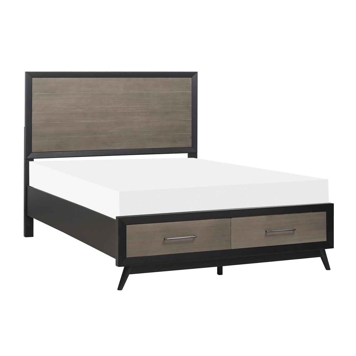 Raku Gray And Black Queen Platform Bed With Footboard Storage