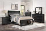 Laurelin Black California King Sleigh Platform Bed With Footboard Storage