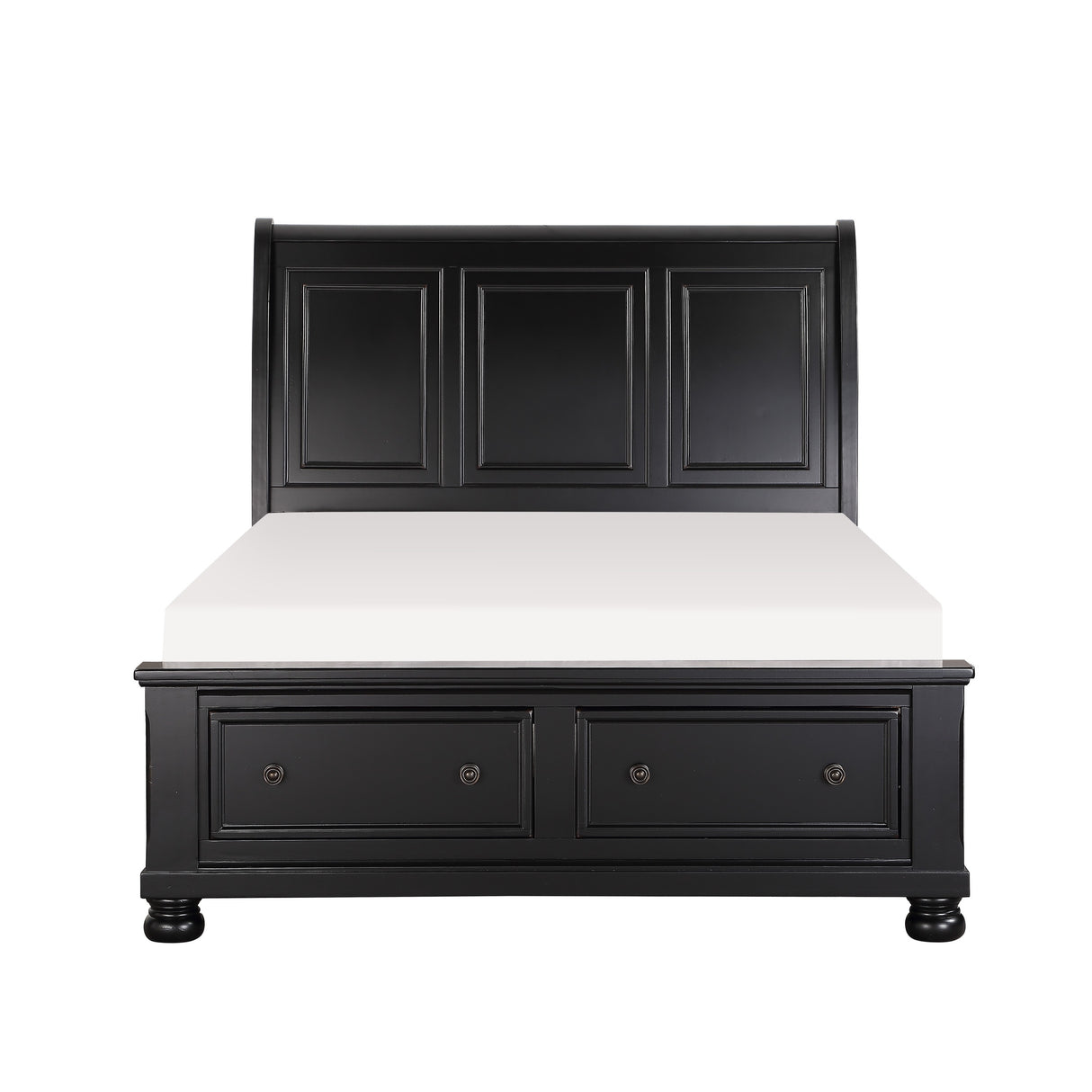 Laurelin Black California King Sleigh Platform Bed With Footboard Storage