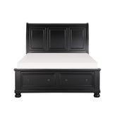 Laurelin Black Eastern King Sleigh Platform Bed With Footboard Storage