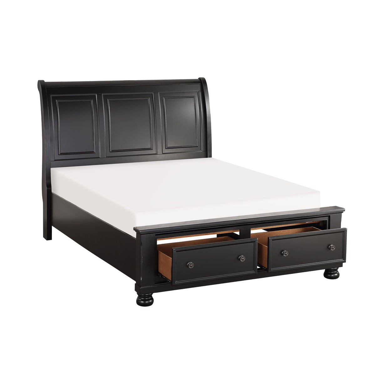 Laurelin Black California King Sleigh Platform Bed With Footboard Storage