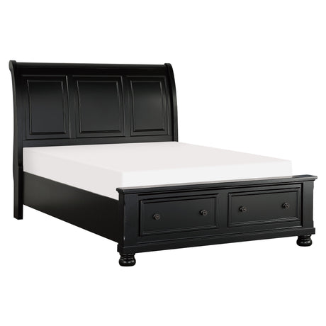 Laurelin Black Queen Sleigh Platform Bed With Footboard Storage