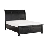 Laurelin Black Eastern King Sleigh Platform Bed With Footboard Storage