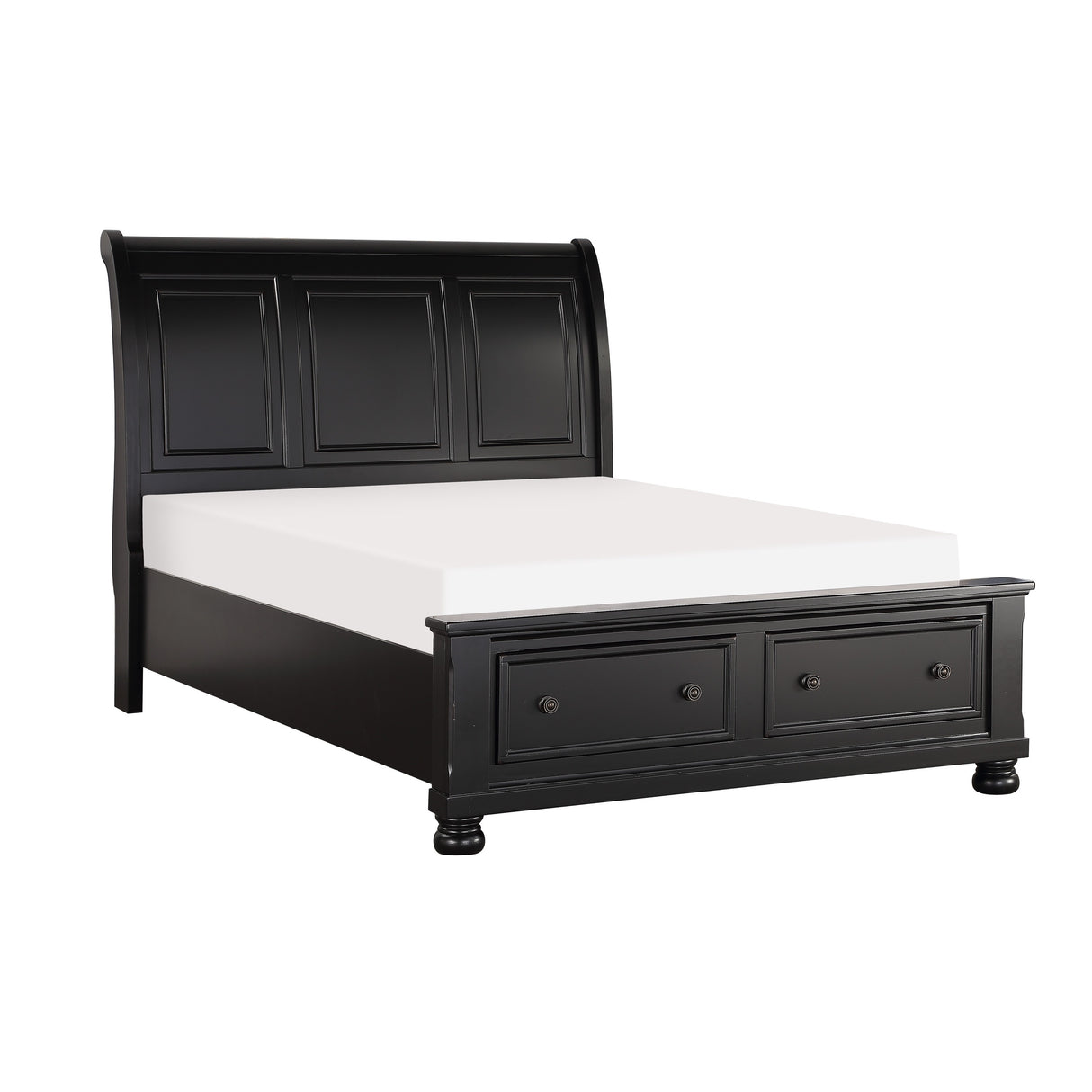 Laurelin Black California King Sleigh Platform Bed With Footboard Storage