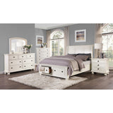 Laurelin White California King Sleigh Platform Bed With Footboard Storage