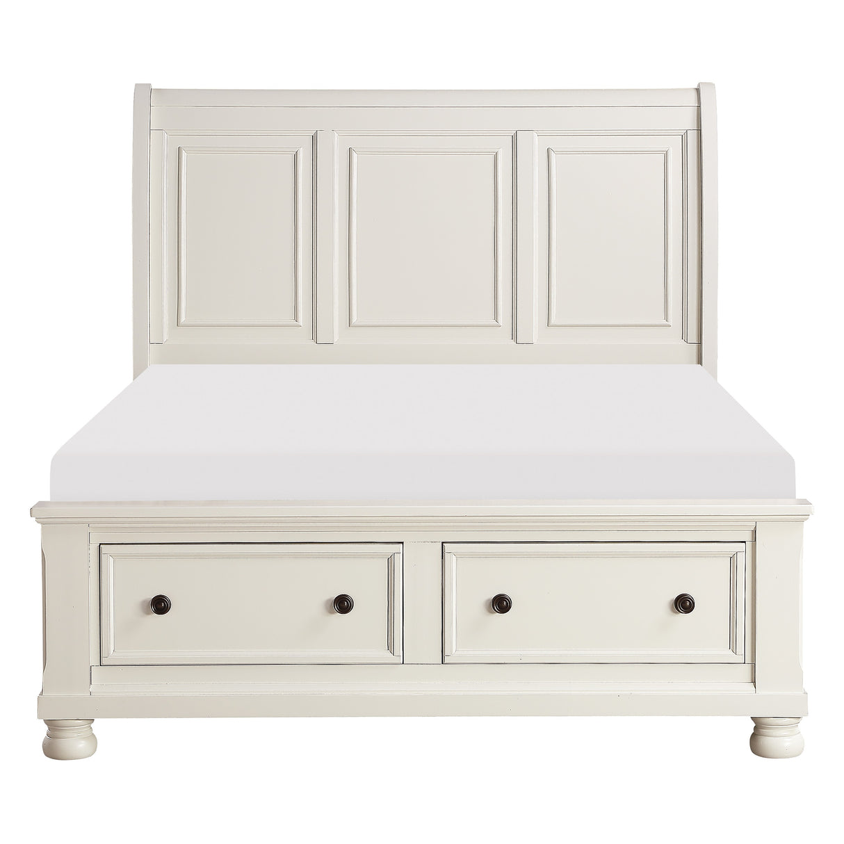 Laurelin White California King Sleigh Platform Bed With Footboard Storage