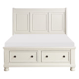 Laurelin White California King Sleigh Platform Bed With Footboard Storage