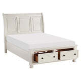 Laurelin White California King Sleigh Platform Bed With Footboard Storage