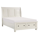 Laurelin White California King Sleigh Platform Bed With Footboard Storage