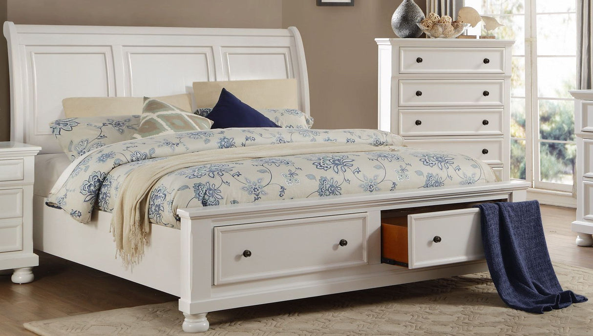 Laurelin White Sleigh Storage Bedroom Set