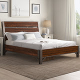 Holverson Rustic Brown And Gunmetal Queen Platform Bed