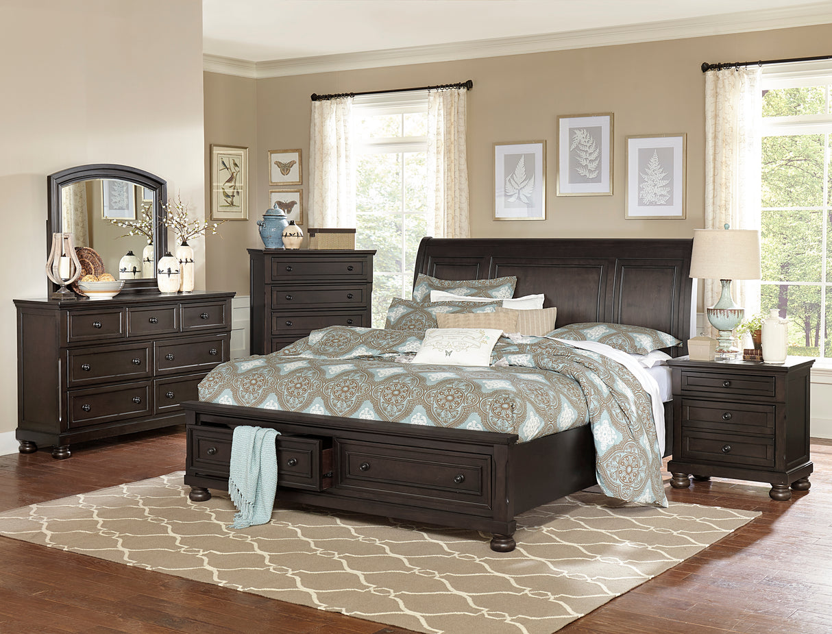 Begonia Grayish Brown Queen Platform Bed With Footboard Storage